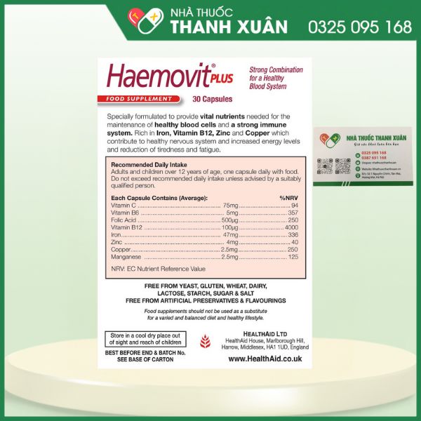 Haemovit Plus - Bổ sung sắt và các vitamin thiết yếu cho quá trình tạo máu